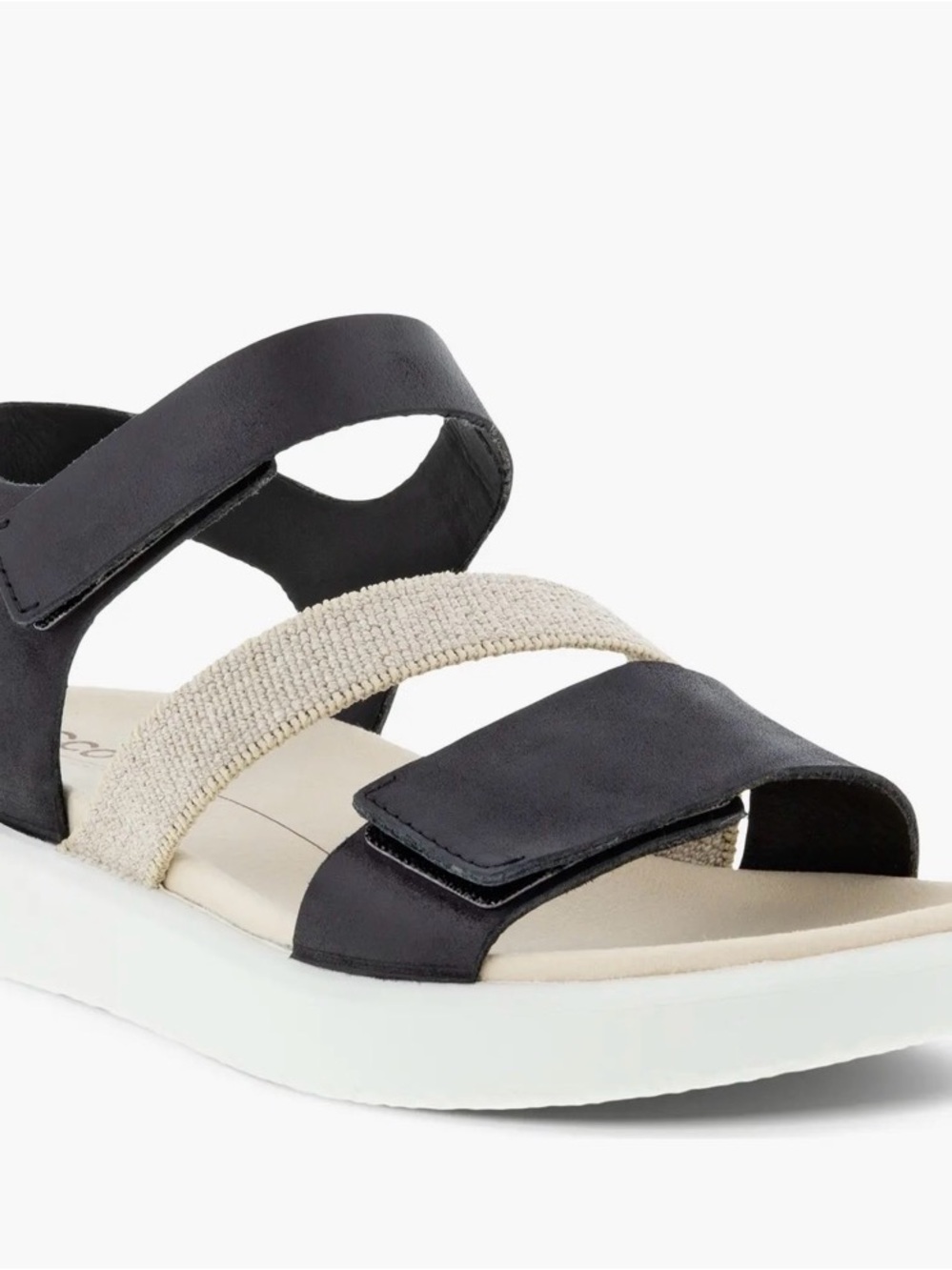 Ecco Black and Cream Velcro-Strap Women's Sandal